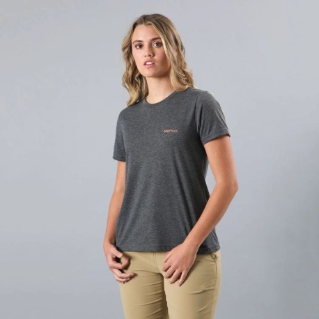 Marmot Polera Mujer Chest Logo Tee Charcoal
