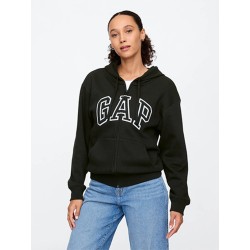 Gap Polerón Logo con cierre Mujer Negro