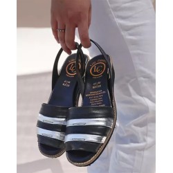 Lola Canales Sandalia Cuero Charmiane Negro Plata
