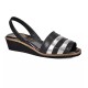 Lola Canales Sandalia Cuero Charmiane Negro Plata