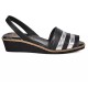 Lola Canales Sandalia Cuero Charmiane Negro Plata