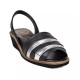 Lola Canales Sandalia Cuero Charmiane Negro Plata